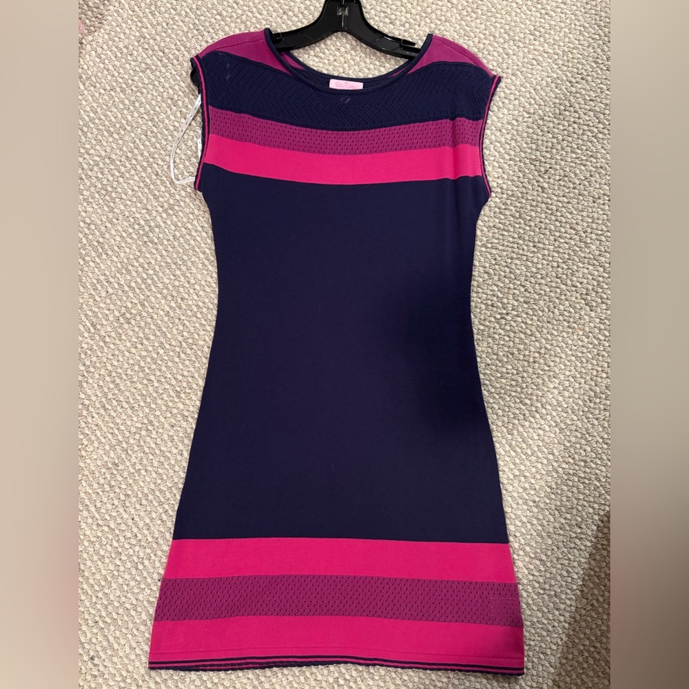 Lilly Pulitzer Navy and Pink Cap Sleeve Dress